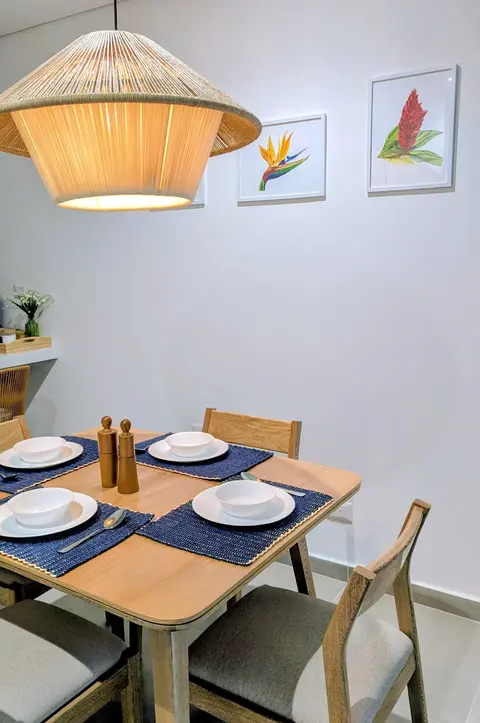 Beautiful dining setup ready for delicious coastal meals.